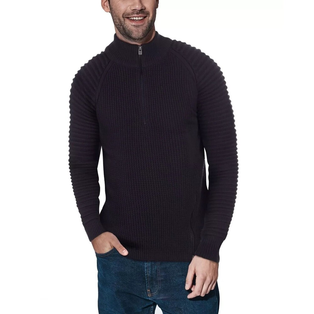 XRAY JEANS Men's Size Medium Black Quarter Zip Long Sleeve Sweater Shirt